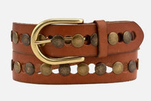 Load image into Gallery viewer, Amsterdam Heritage Jasmyn Studded Western Belt- Cognac
