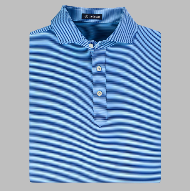 Turtleson Kershaw Stripe Performance Polo-Ciel/Marine