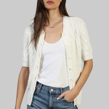 Load image into Gallery viewer, Dylan Cable Knit Cardigan-White
