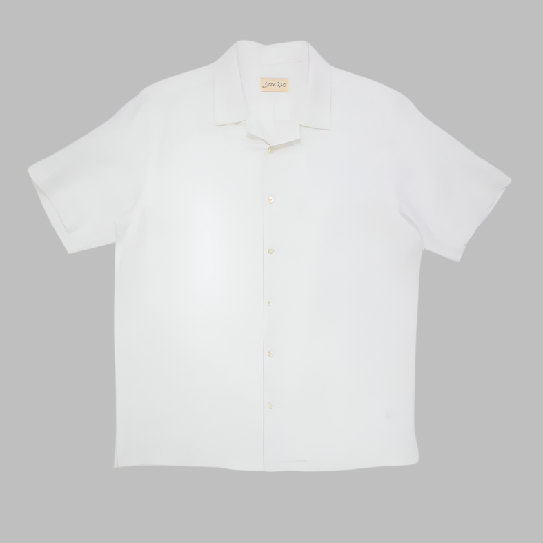 Stitch Note The Lewis Linen Camp Shirt-White