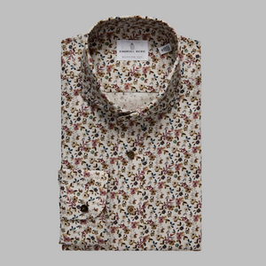 Emanuel Berg Twill Sport Shirt-Light Brown Floral