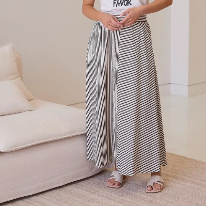 Brave + True Lucy Skirt-White and Black Stripe