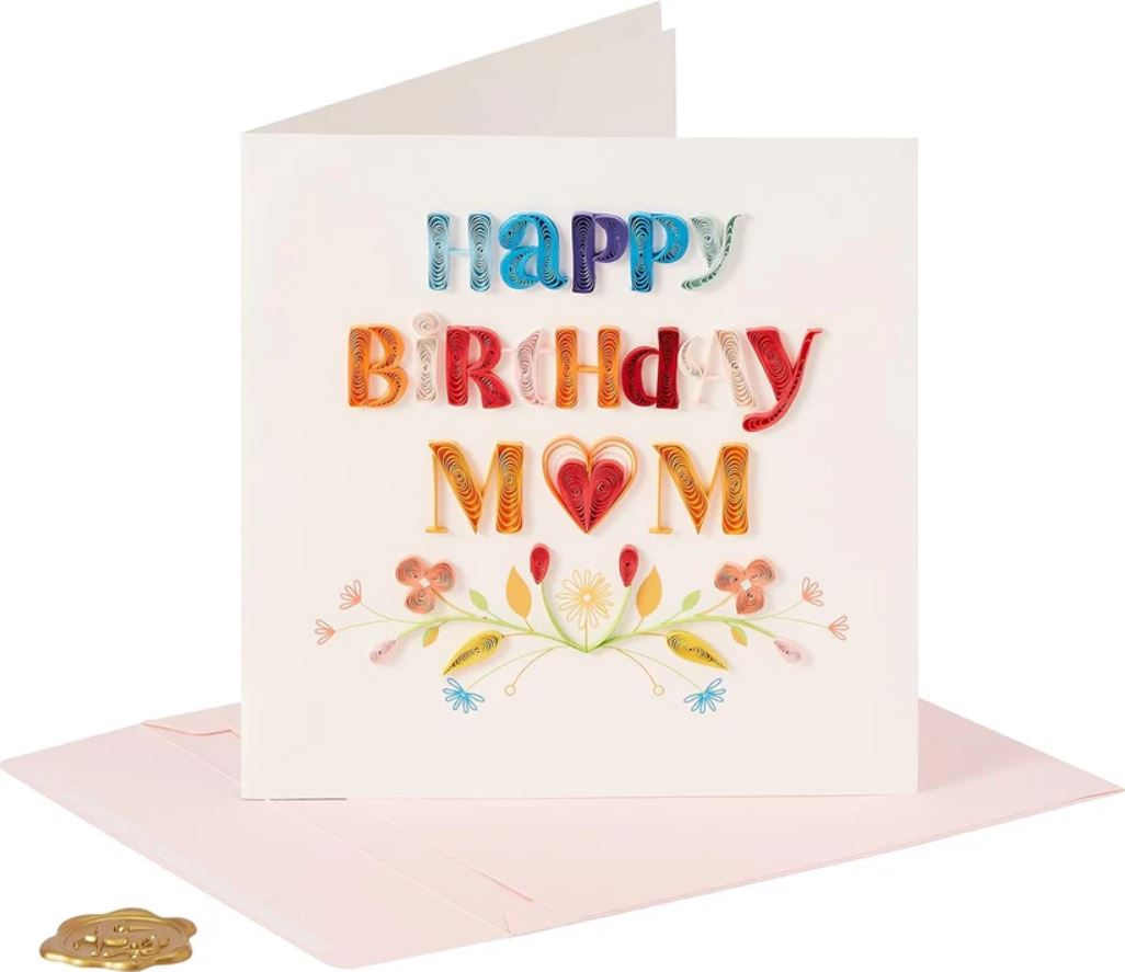 Niquea.D Mom Birthday Card- Quilled Mom with Flowers