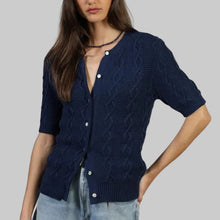 Load image into Gallery viewer, Dylan Cable Knit Cardigan-Navy
