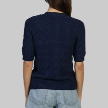 Load image into Gallery viewer, Dylan Cable Knit Cardigan-Navy

