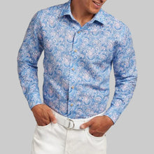 Load image into Gallery viewer, David Donahue Sport Shirt- Navy/Pink Paisley Print

