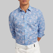 Load image into Gallery viewer, David Donahue Sport Shirt- Navy/Pink Paisley Print
