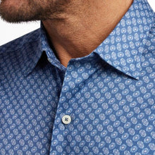 Load image into Gallery viewer, David Donahue Short Sleeve Sport Shirt- Navy Print
