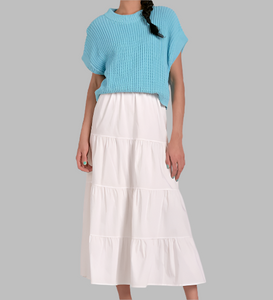 Elan Opal Sweater Dress-White Aqua Combo