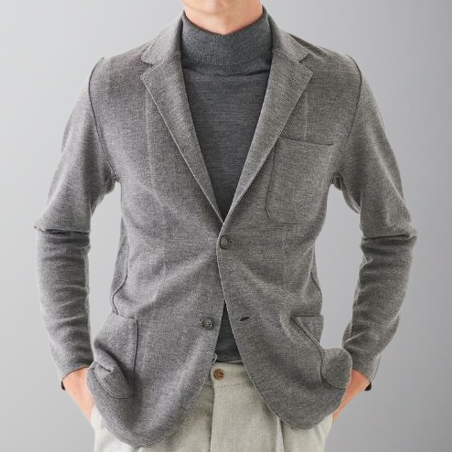 Patrick Assaraf Double Face Half Milano Two Button Blazer-Dim Grey