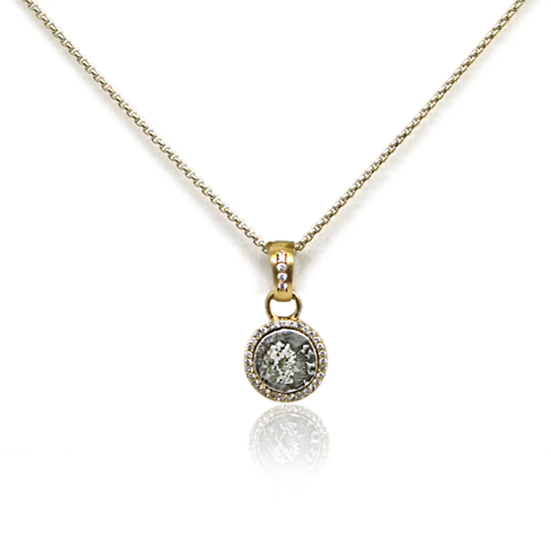 Tat2 Designs Pavia Coin & Pave Frame Necklace-Gold