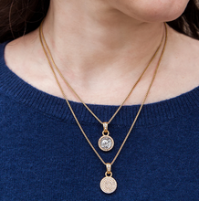 Load image into Gallery viewer, Tat2 Designs Pavia Coin &amp; Pave Frame Necklace-Gold
