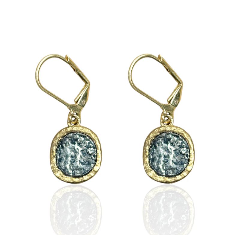Tat2 Designs Pavia Coin & Frame Dangle Earrings-Gold