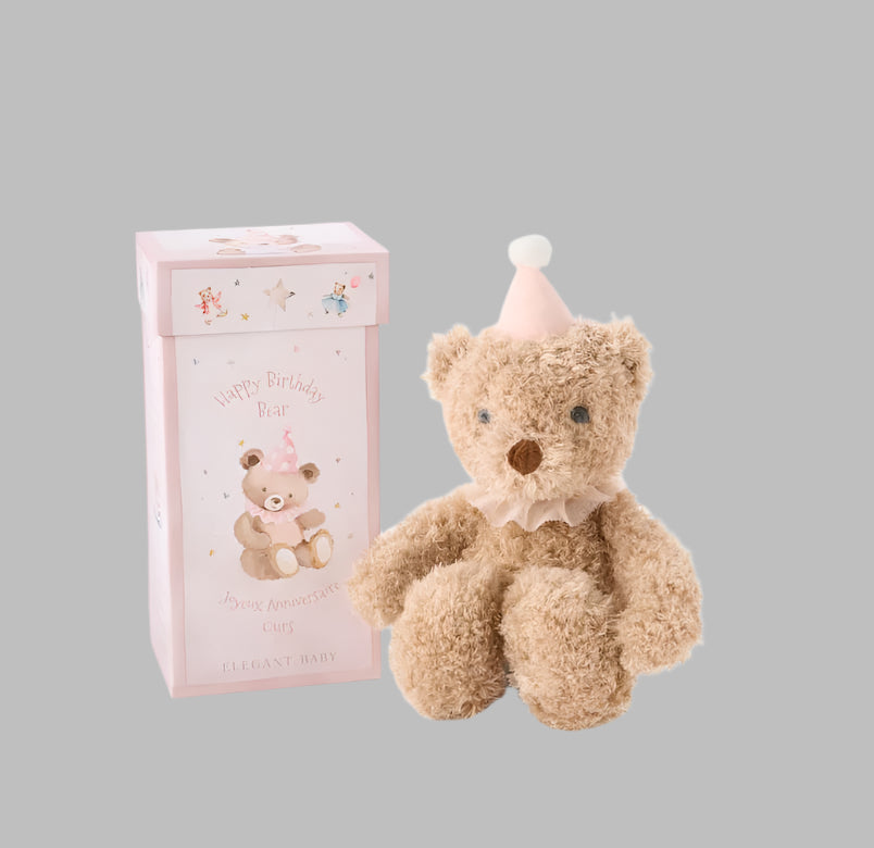 Elegant Baby Pink Birthday Bear Gift Box
