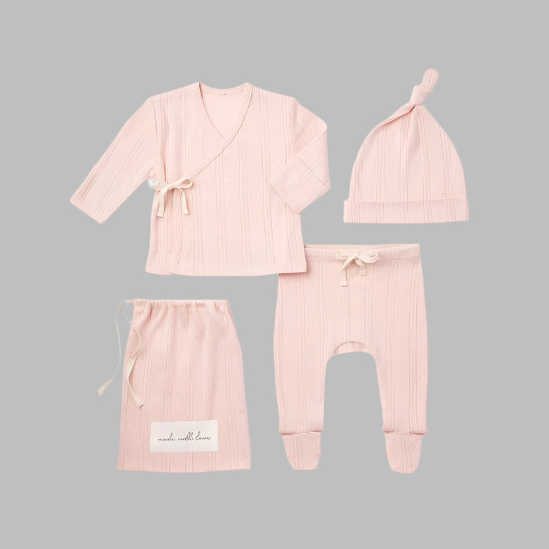 Elegant Baby “Made With Love” Pointelle Layette Bag Set-Newborn-Pink