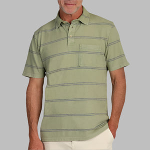 True Grit Trestle Stripe Polo-Green