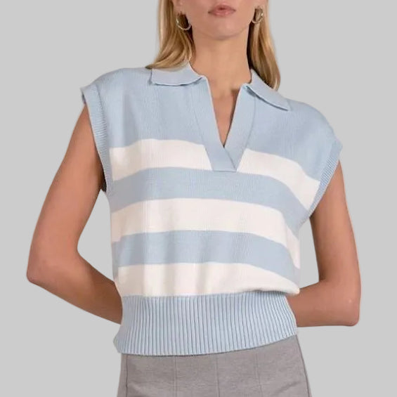 Elan Porter Sweater Vest-Blue Stripe