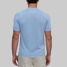 Load image into Gallery viewer, Raffi Double Collar Short Sleeve Crew Neck- Sky
