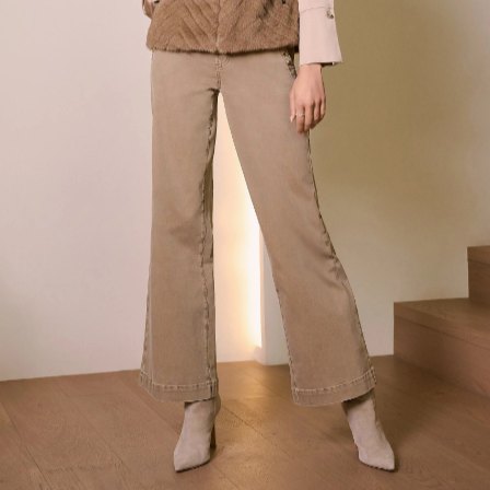 Joseph Ribkoff Classic Wide Leg Pull-On Jeans- Fawn