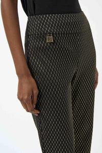 Joseph Ribkoff Foiled Heavy Knit Slim Fit Pants- Black/Gold