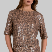 Load image into Gallery viewer, Elan Sequin Top-Cheeta Print
