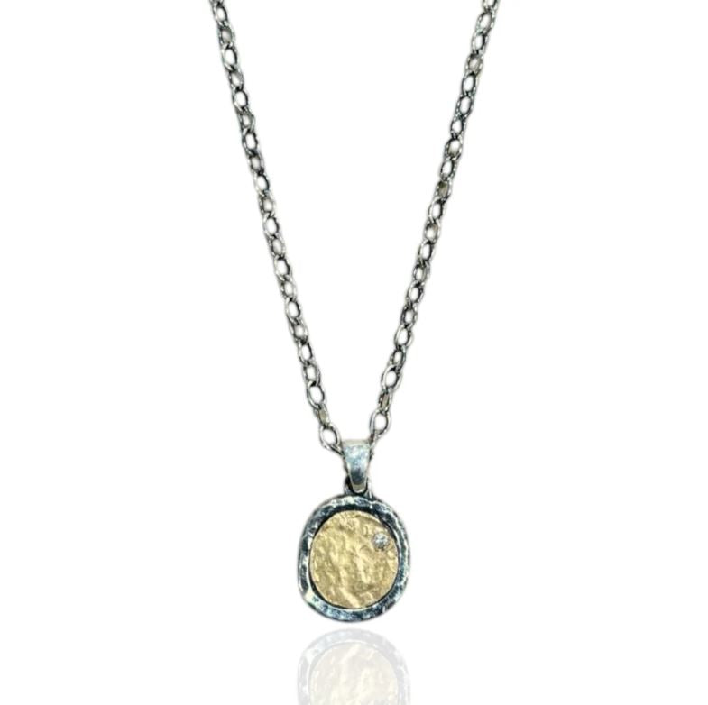 Tat2 Designs Vintage Pavia Coin & Frame Necklace-Silver