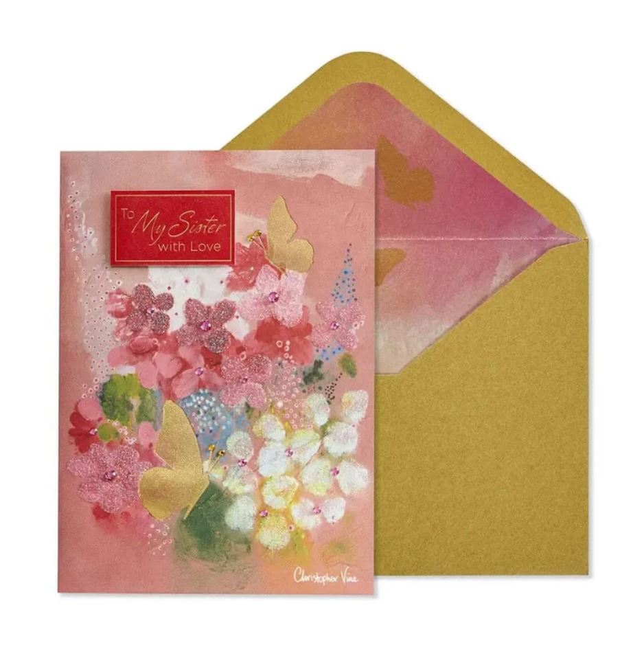 Niquea.D Sister Birthday Card- Flowers And Butterflies