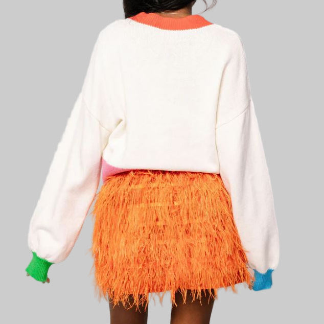 Queen of Sparkles Sparkle Season Sweater-White Colorblock