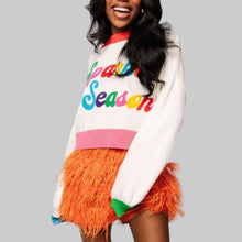 Load image into Gallery viewer, Queen of Sparkles Sparkle Season Sweater-White Colorblock
