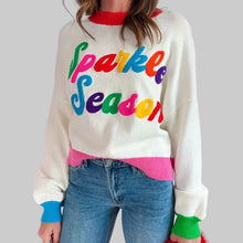 Load image into Gallery viewer, Queen of Sparkles Sparkle Season Sweater-White Colorblock
