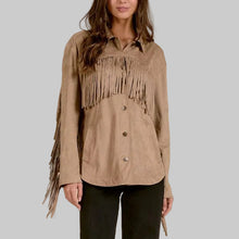 Load image into Gallery viewer, Elan Fringe Jacket- Sand

