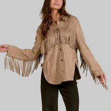 Load image into Gallery viewer, Elan Fringe Jacket- Sand
