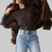 Load image into Gallery viewer, Summum Lurex Long Sleeve- Dark Chocolate
