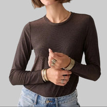 Load image into Gallery viewer, Summum Lurex Long Sleeve- Dark Chocolate
