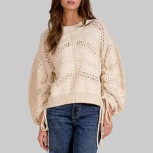 Load image into Gallery viewer, Elan Drawstring Sleeve Sweater-Off White

