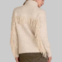 Load image into Gallery viewer, Elan Fringe Turtleneck Sweater-Stone
