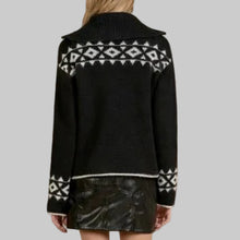 Load image into Gallery viewer, Elan Collared Sweater-Black Aztec

