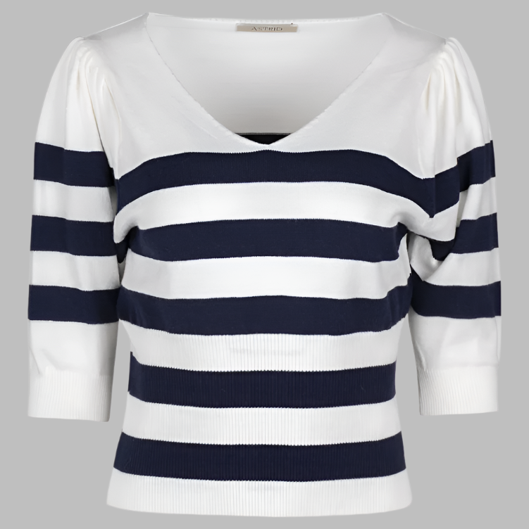 Astrid Knit Top-Navy Stripe