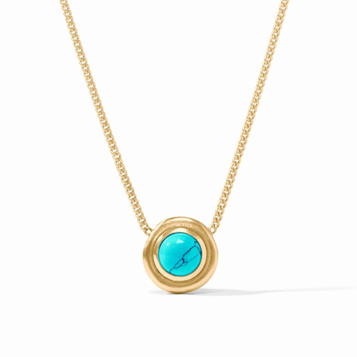 Julie Vos Wave Stone Delicate Necklace-Turquoise Blue