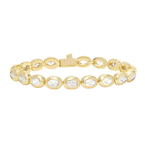 Melinda Maria She's Boss Tennis Bracelet-Gold/White Diamondettes