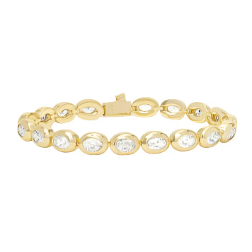 Melinda Maria She's Boss Tennis Bracelet-Gold/White Diamondettes