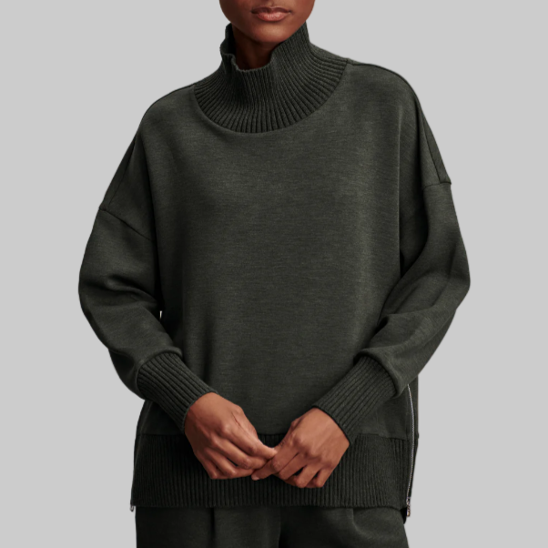 Varley Barker High-Neck Sweat- Olive Marl