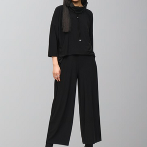 Joseph Ribkoff Silky Knit Cropped Jumpsuit-Black