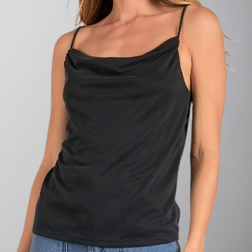 Elan Drape Tank-Black