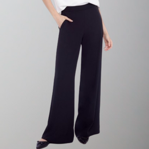 I Love Tyler Madison Fiona Solid Vegan Silk Wide Leg Pant-Black