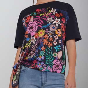 Vilagallo Victoria Top-Navy Hand Painted Flowers
