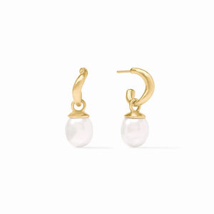 Julie Vos Wave Hoop & Charm Earring-Pearl