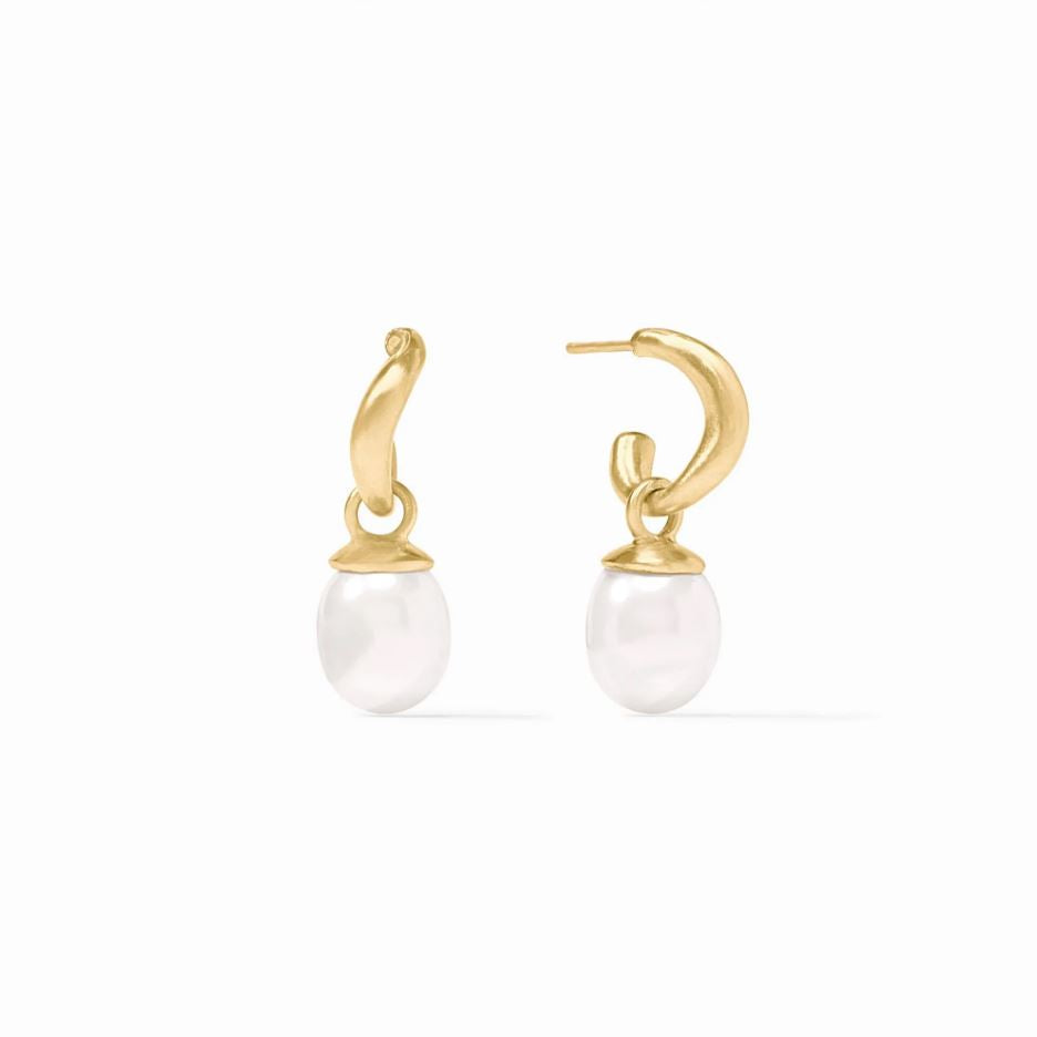 Julie Vos Wave Hoop & Charm Earring-Pearl