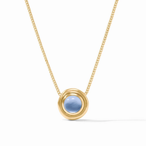 Julie Vos Wave Stone Delicate Necklace-Iridescent Chalcedony Blue