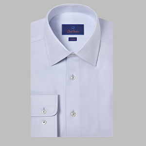 David Donahue Blue Bone Dress Shirt-Trim Fit-White/Blue